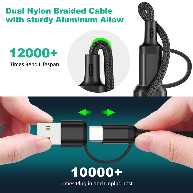3-i-1 Snabbladdningskabel – USB-A till Lightning, Type-C & Micro-USB, 6A Högström för iPhone & Android