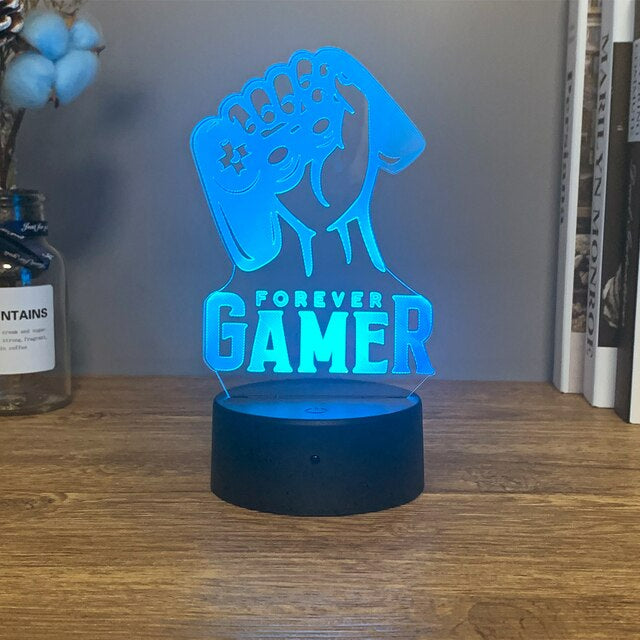 3D Kristall Gamer Lampa med Fjärrkontroll – 16 Färger & Uppladdningsbar