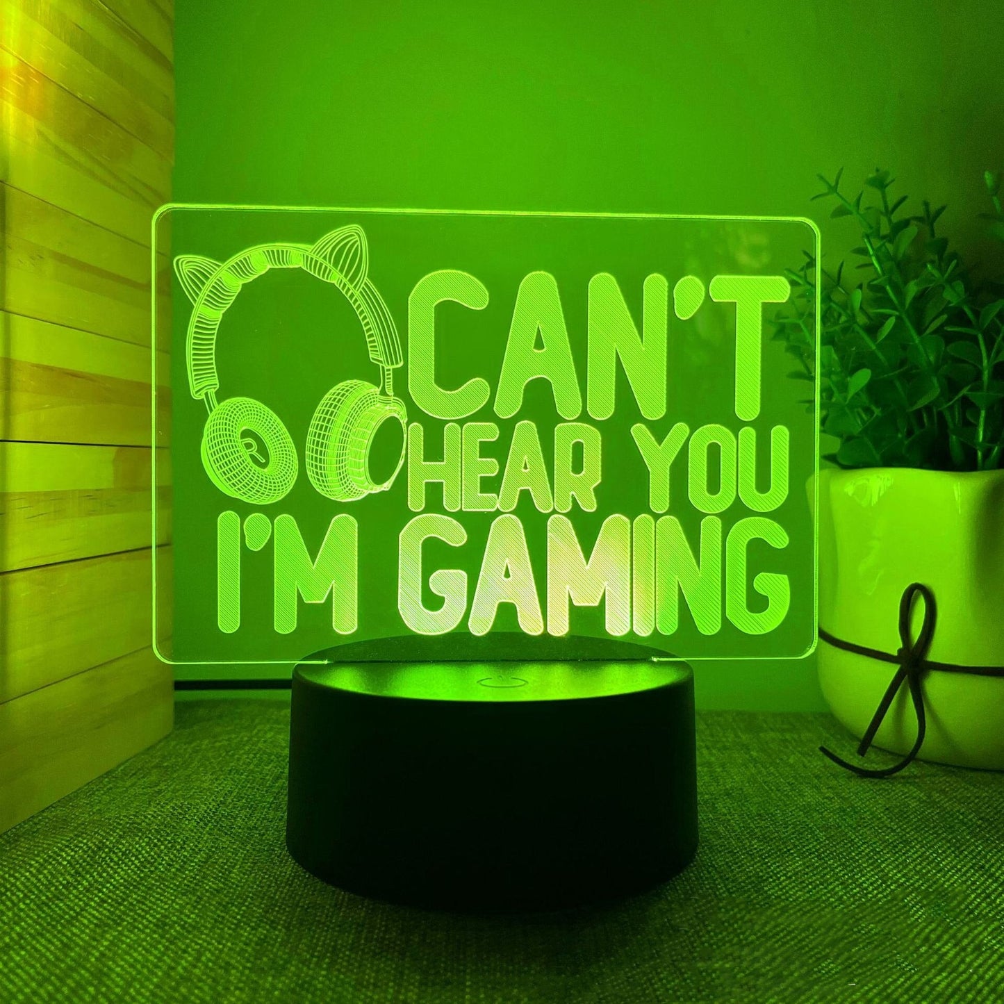 3D Kristall Gamer Lampa med Fjärrkontroll – 16 Färger & Uppladdningsbar