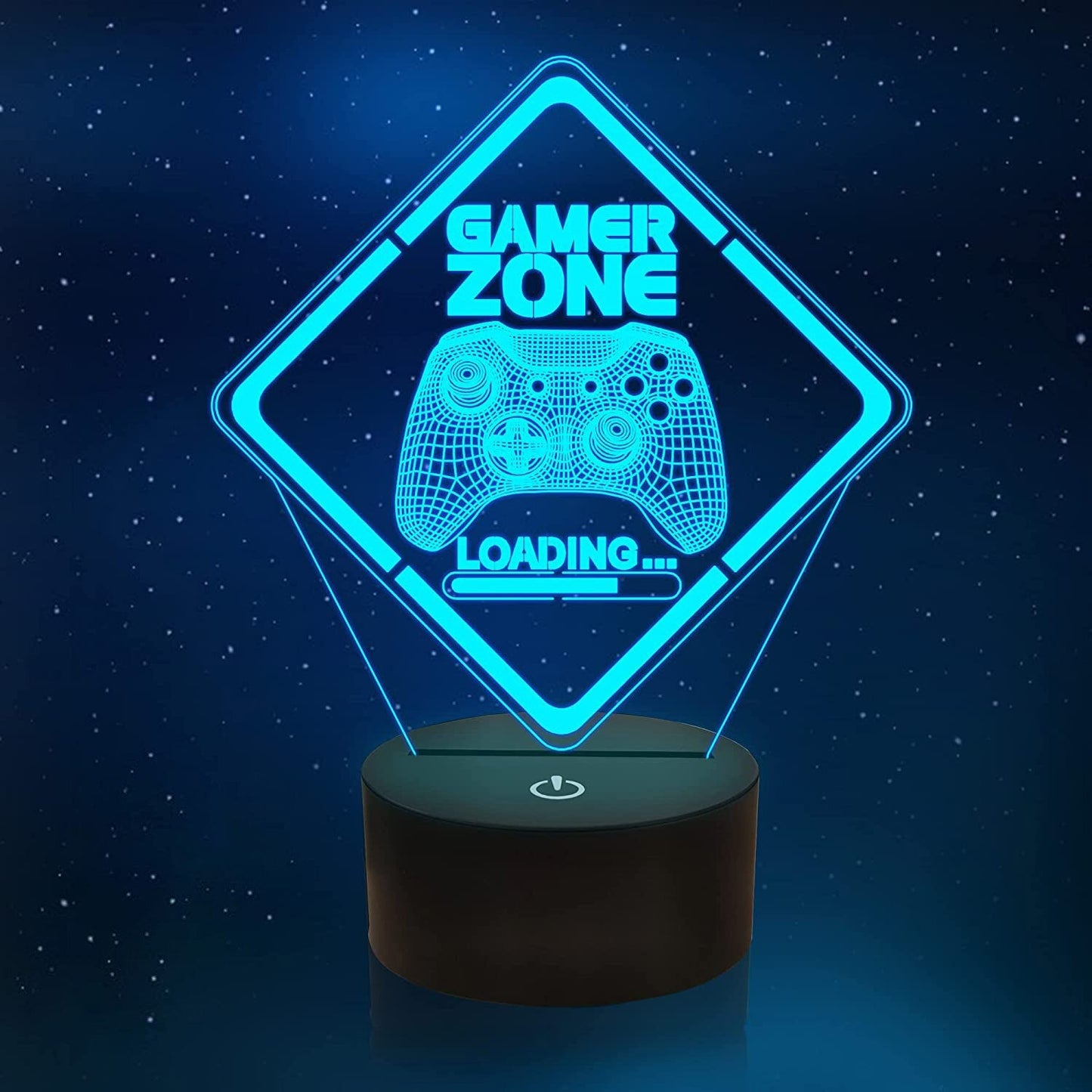 3D Kristall Gamer Lampa med Fjärrkontroll – 16 Färger & Uppladdningsbar