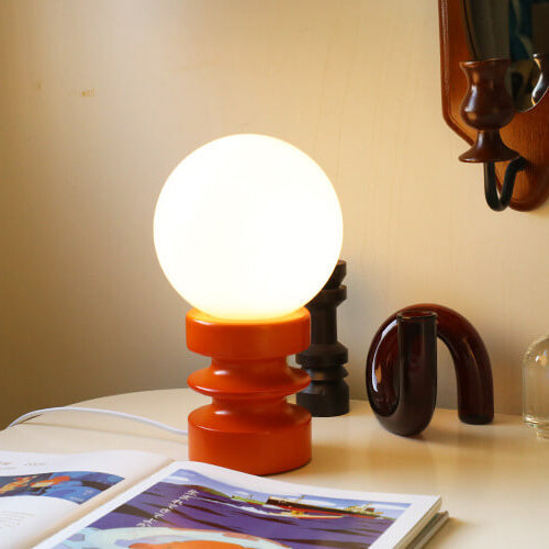 Vintage Orange Bordslampa i Glas – Retro Belysning med Tidlös Stil – Perfekt för Sovrum, Vardagsrum & Arbetsrum