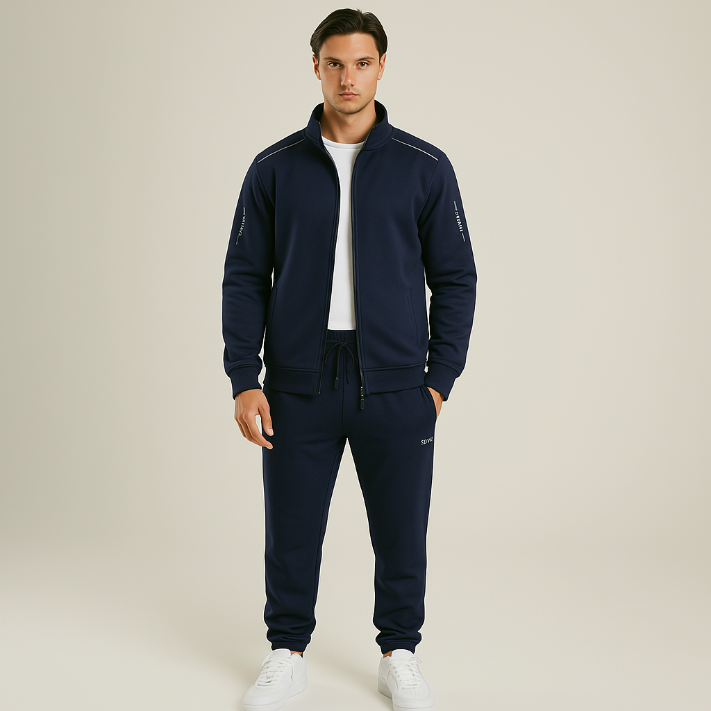 Träningsset för Herr – Andningsbart 2-delat Set med Dragkedja & Fickor | Komfort & Stil i S–6XL