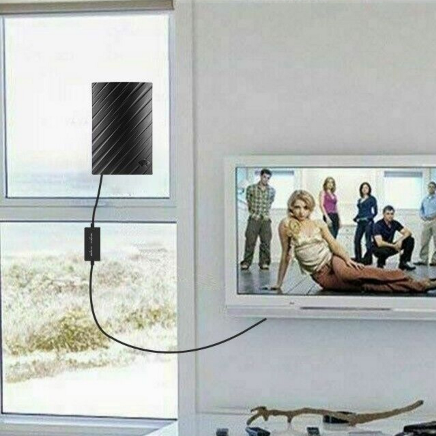Långdistans HDTV Antenn för Inomhusbruk – 600 Miles Räckvidd, 4K/1080P-kompatibel med 5m Koaxialkabel