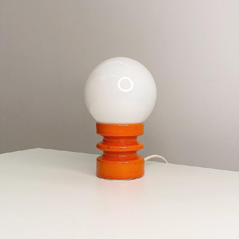 Vintage Orange Bordslampa i Glas – Retro Belysning med Tidlös Stil – Perfekt för Sovrum, Vardagsrum & Arbetsrum