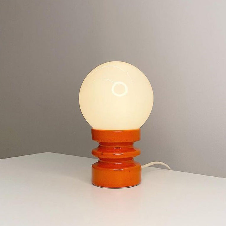Vintage Orange Bordslampa i Glas – Retro Belysning med Tidlös Stil – Perfekt för Sovrum, Vardagsrum & Arbetsrum
