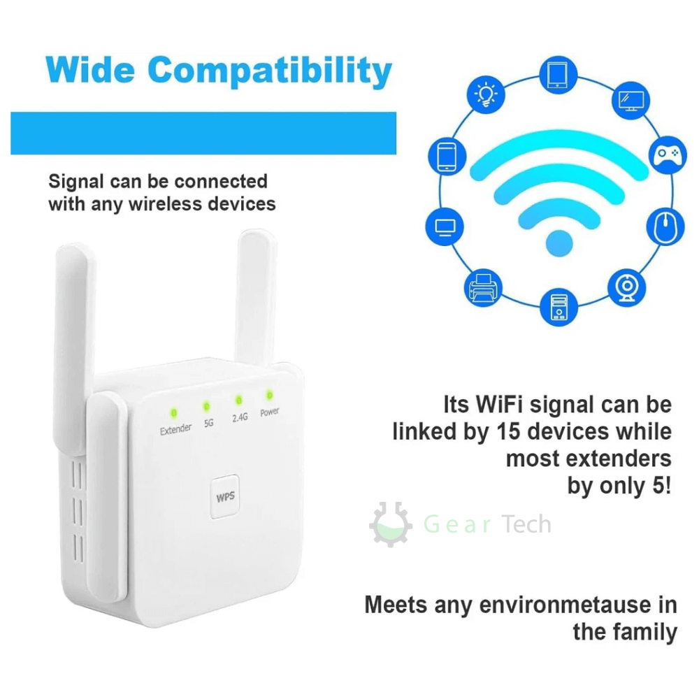 Trådlös WiFi-förstärkare med Dubbelband – Utökar Räckvidd och Eliminerar Döda Zon i Hemmet