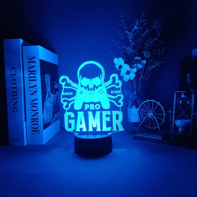 3D Kristall Gamer Lampa med Fjärrkontroll – 16 Färger & Uppladdningsbar