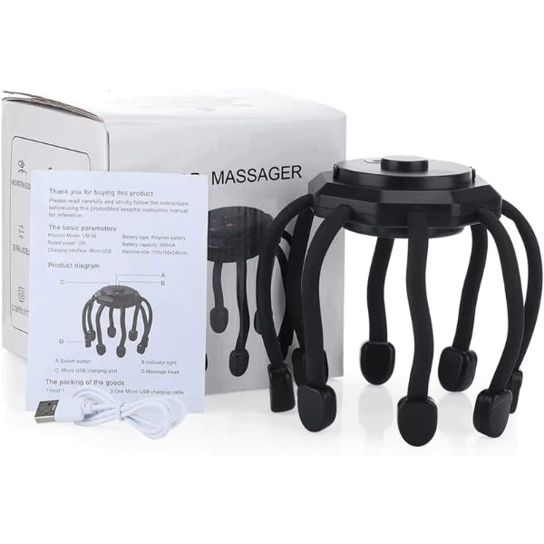 Elektrisk Huvudmassager med Bluetooth – Avslappning, Migränlindring & Skalpstimulans