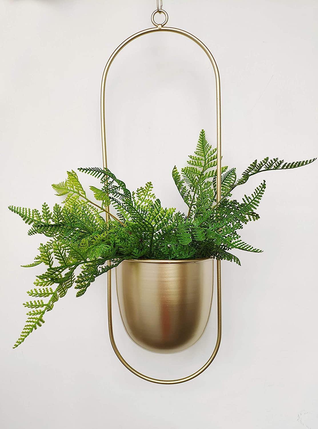 Halo Metal Hanging Planter – Elegant Hängande Kruka i Guld för Inomhus & Utomhusbruk