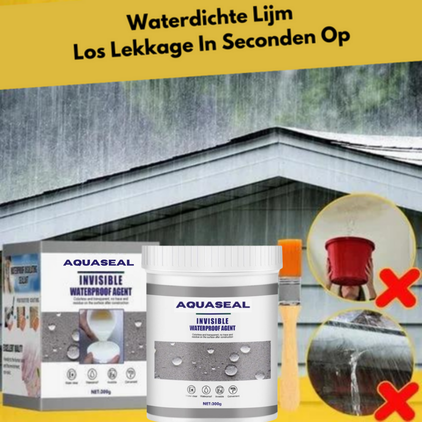 SuperSeal Tätningskit – Vattentätt Lim med Pensel för Sprickor & Läckage – Giftfri, Hållbar & Enkel Applicering – 2x100ML
