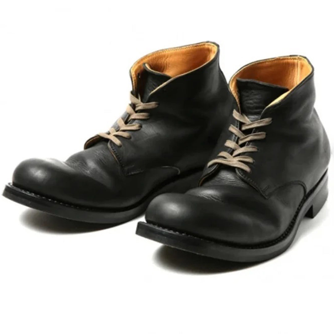 Klassiska svarta läderskor för herr – handgjorda ankelboots i retrostil