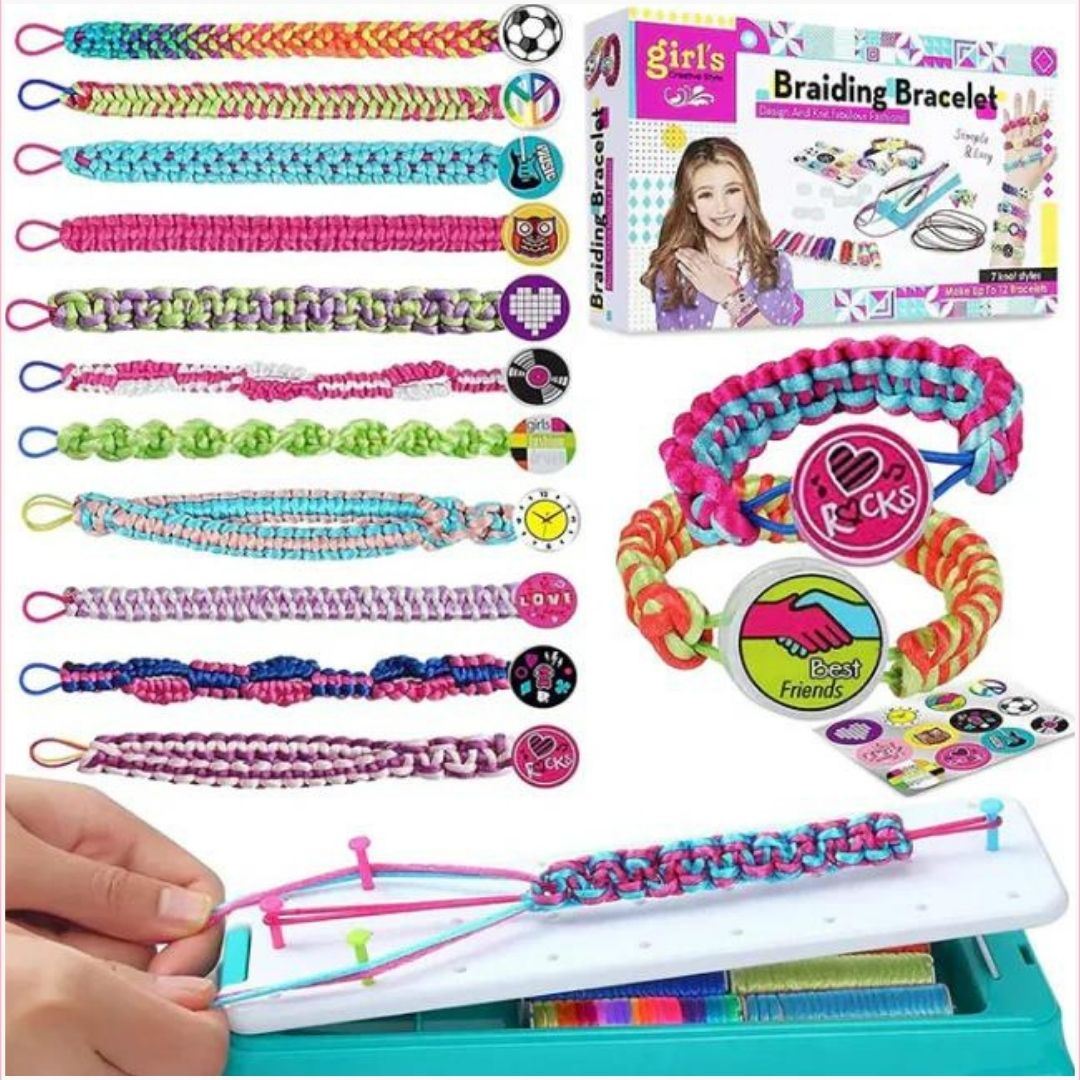 BraceletFun Armbandset för Barn – Färgglad Flätverkstad med Verktyg & Berlocker | Kreativt DIY-kit 6+