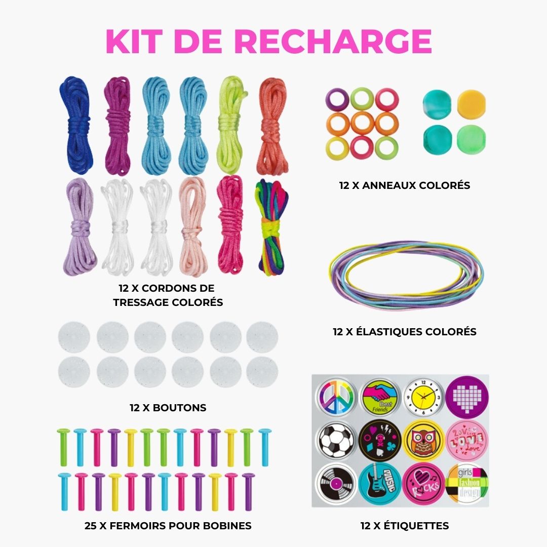 BraceletFun Armbandset för Barn – Färgglad Flätverkstad med Verktyg & Berlocker | Kreativt DIY-kit 6+