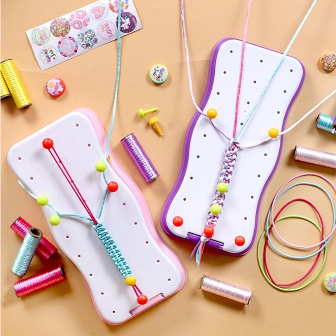 BraceletFun Armbandset för Barn – Färgglad Flätverkstad med Verktyg & Berlocker | Kreativt DIY-kit 6+