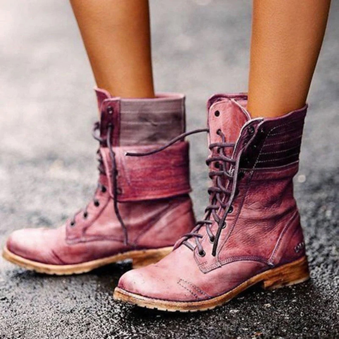 Ambre Snörade Damboots i Syntetläder – Eleganta, Hållbara & Bekväma Höst- och Vinterstövlar