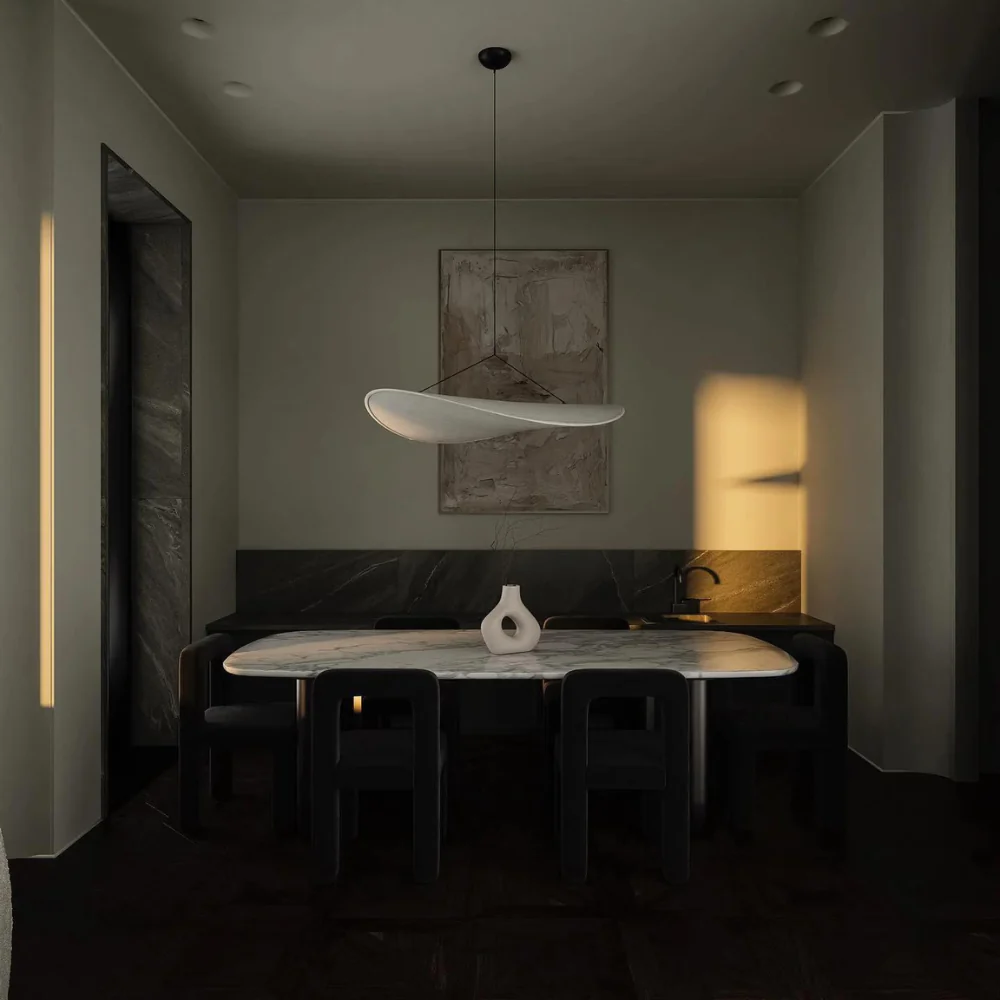 Handgjord Sidentakkrona – Elegant Våginspirerad Lampa med Mjuk Glöd för Harmoniskt Hem