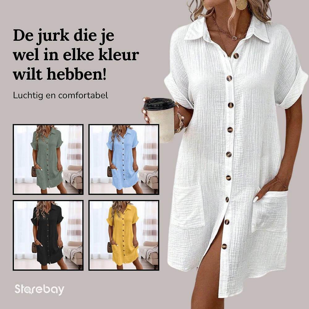 Luftig sommarklänning med fickor – perfekt för hemmadagar & varma utflykter