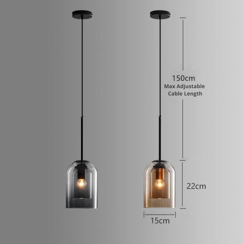 Mid-Century Mica Pendellampa – Tidlös design med varm glöd och glimmerfinish