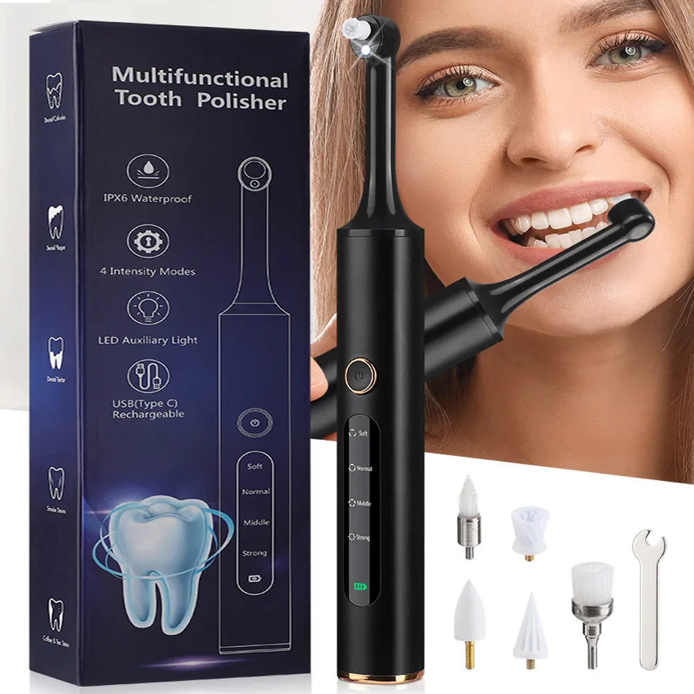 SmilePro 5-i-1 Trådlös Tandpolerare & Tandstensborttagare – Professionell Tandrengöring med Justerbar Hastighet & USB-Laddning