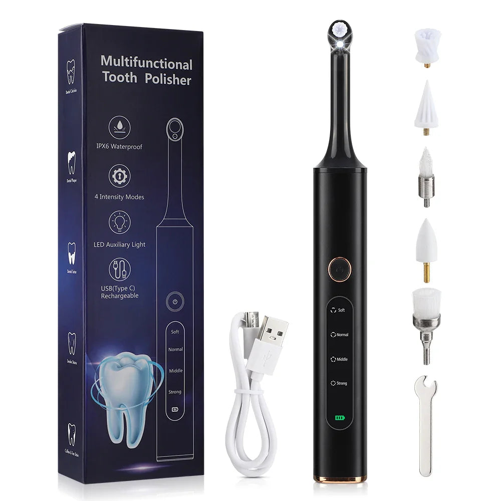 SmilePro 5-i-1 Trådlös Tandpolerare & Tandstensborttagare – Professionell Tandrengöring med Justerbar Hastighet & USB-Laddning
