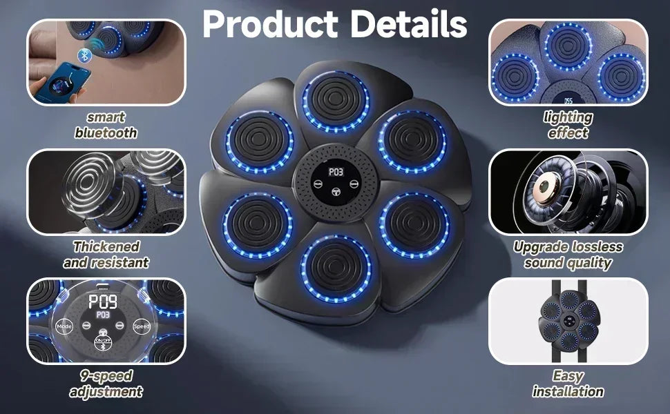 Maximus Smart Boxningsmaskin – Interaktiv Boxningsvägg med Bluetooth, Ljus & 9 Träningslägen | För Barn & Vuxna