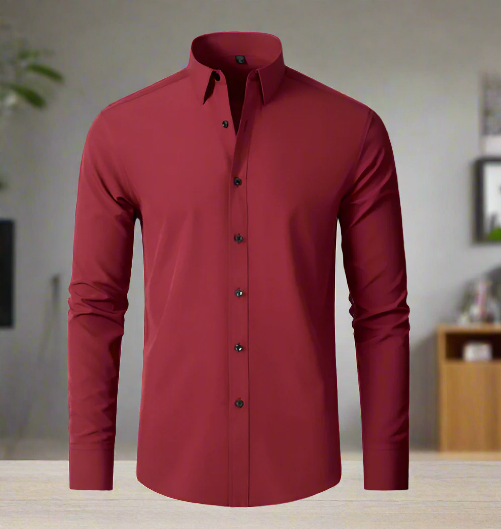 Svart stretchskjorta för herr – Slim fit, skrynkelfri & bekväm