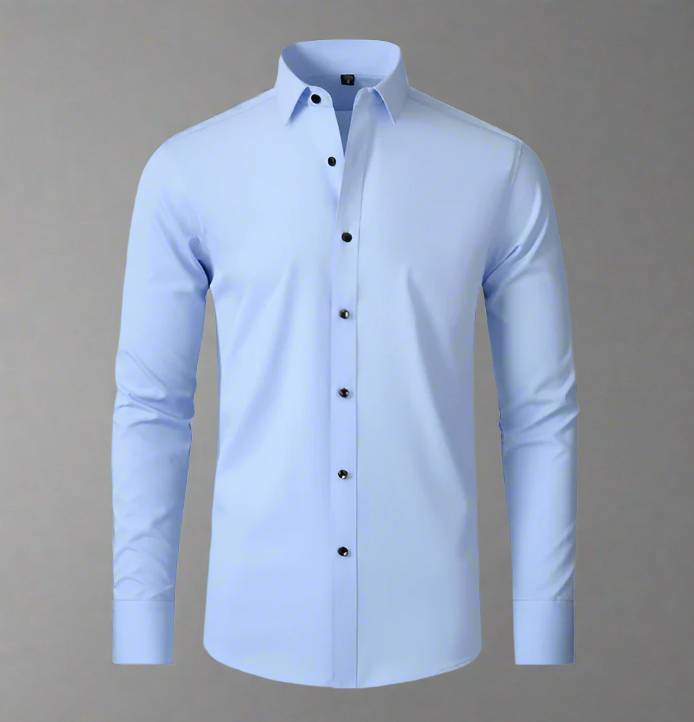Svart stretchskjorta för herr – Slim fit, skrynkelfri & bekväm