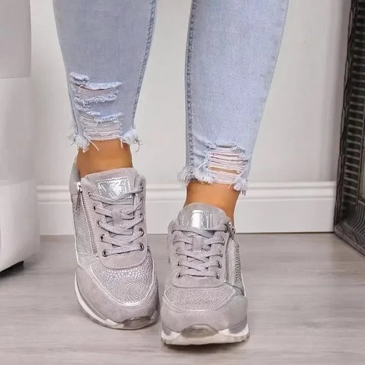 Damensneakers med Snörning och Plattform