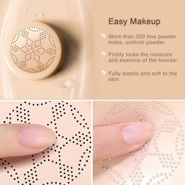 GlowBlend Foundationkräm med Svampsvamp – Felfri Täckning & Naturlig Hudvård