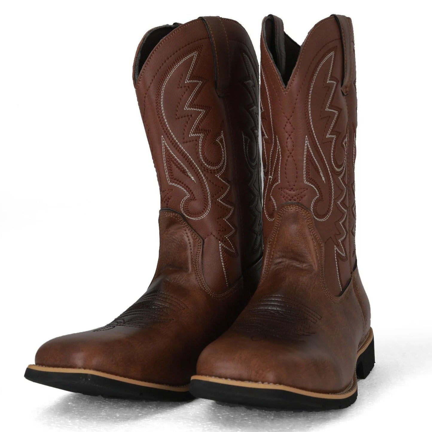 Klassiska cowboyboots för män – Handgjorda bruna läderstövlar med westernbrodyr