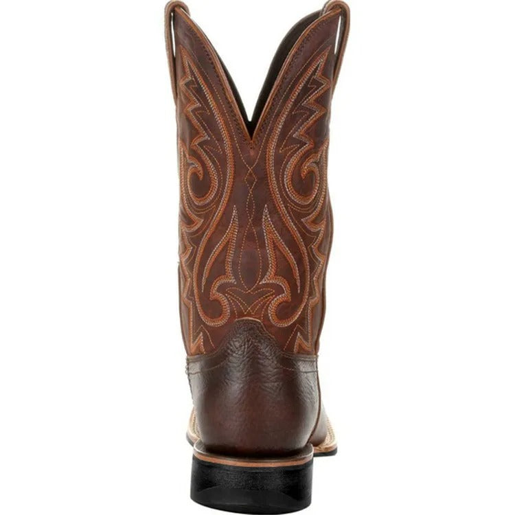 Klassiska cowboyboots för män – Handgjorda bruna läderstövlar med westernbrodyr