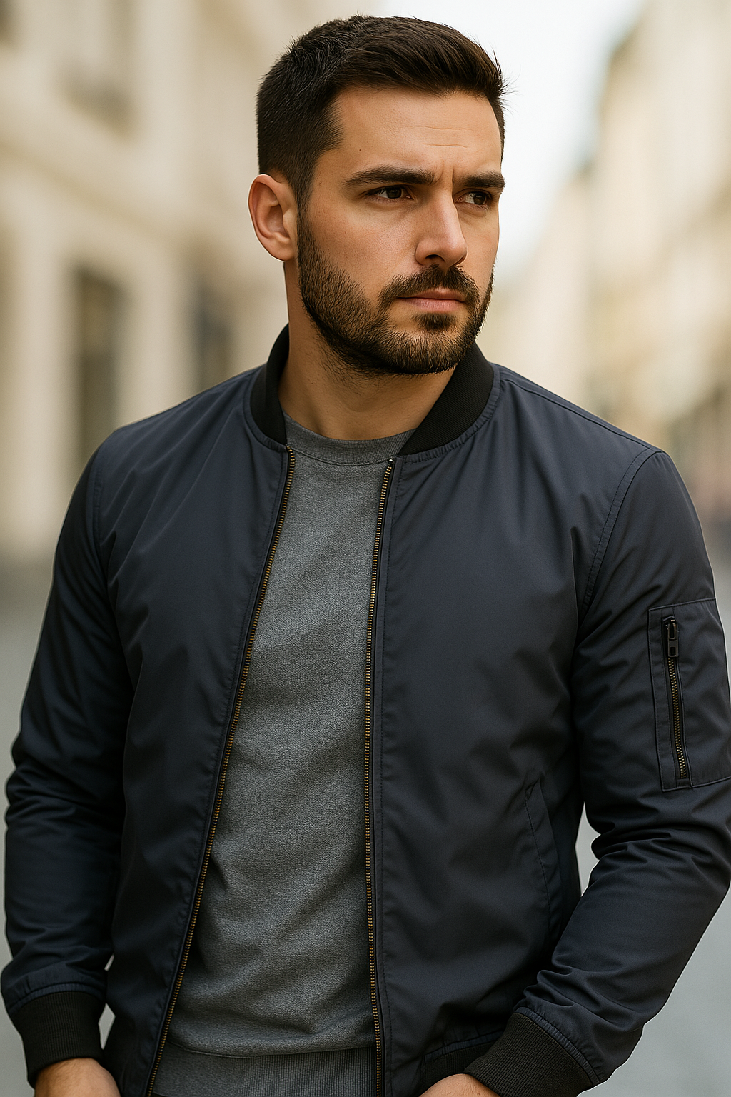 Herrjacka bomber retro | Varm HUGO bomberjacka i skinnlook för höst & vinter