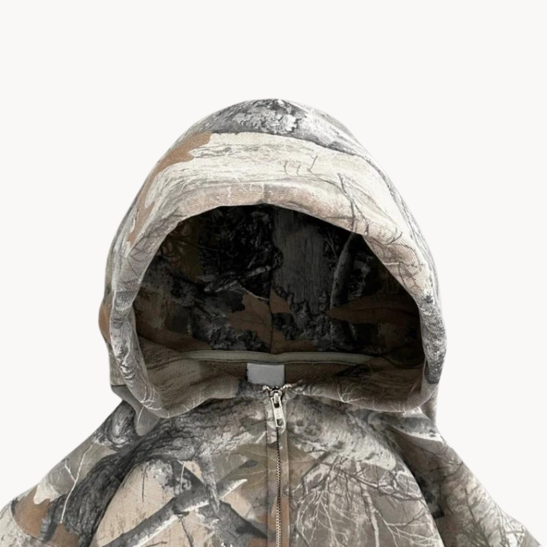 Oversized camo-hoodie med huva – herr – skogsmönster
