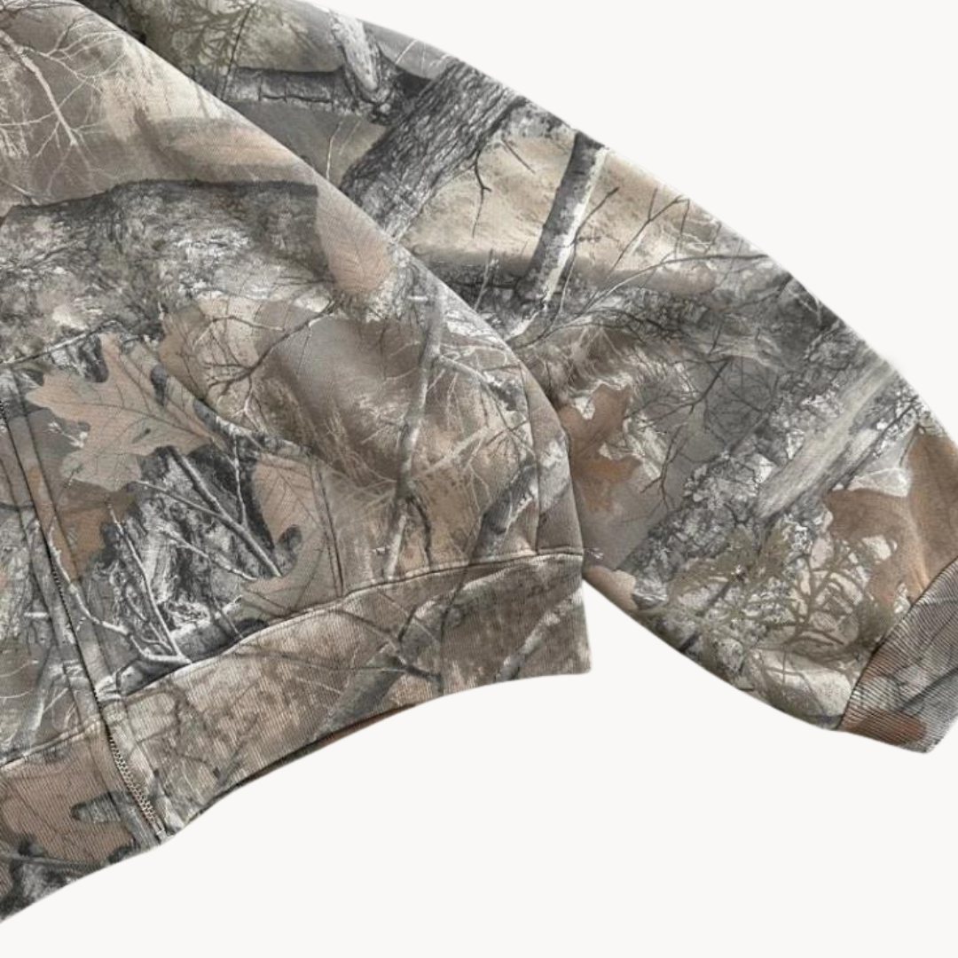 Oversized camo-hoodie med huva – herr – skogsmönster