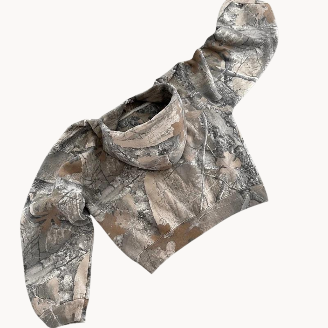 Oversized camo-hoodie med huva – herr – skogsmönster