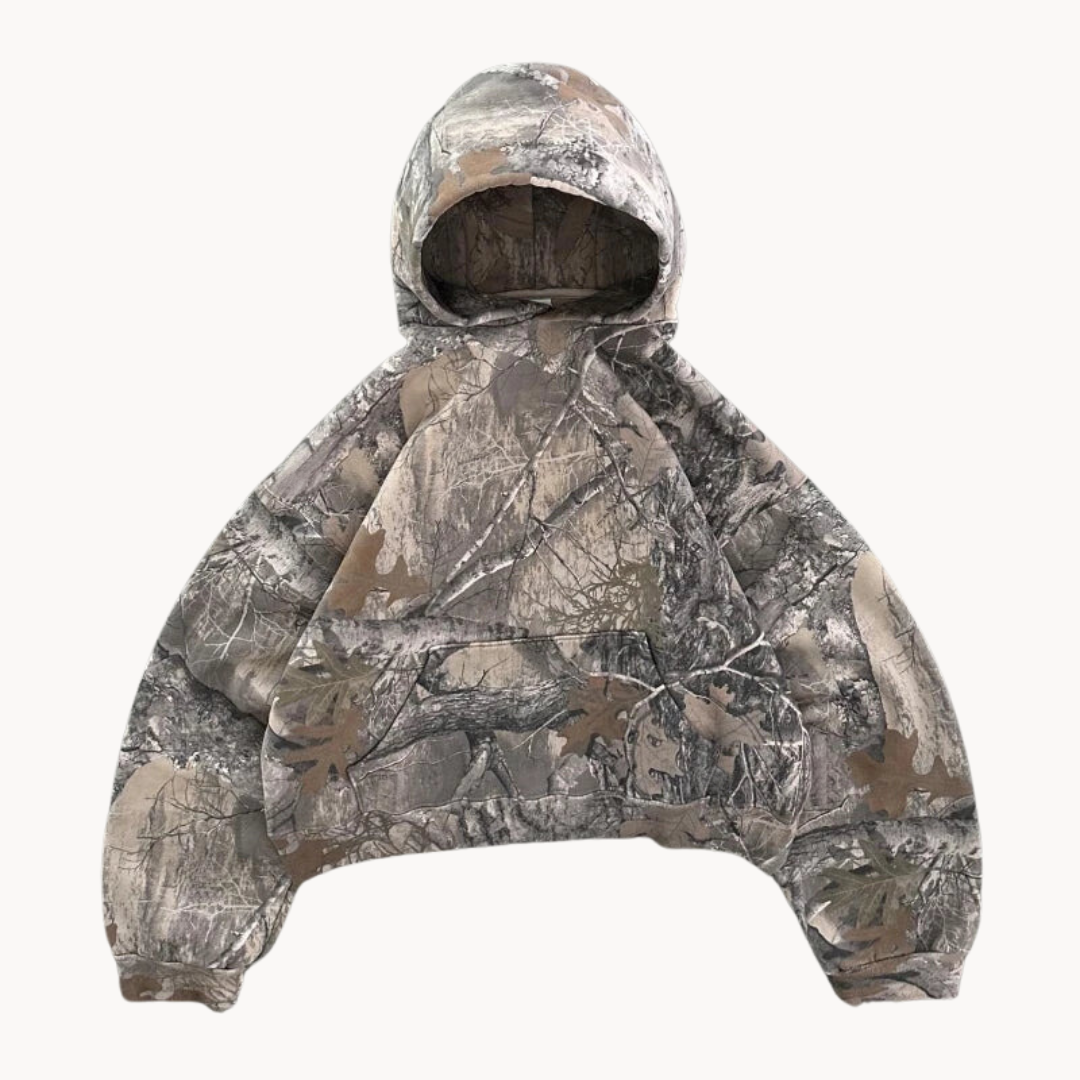 Oversized camo-hoodie med huva – herr – skogsmönster
