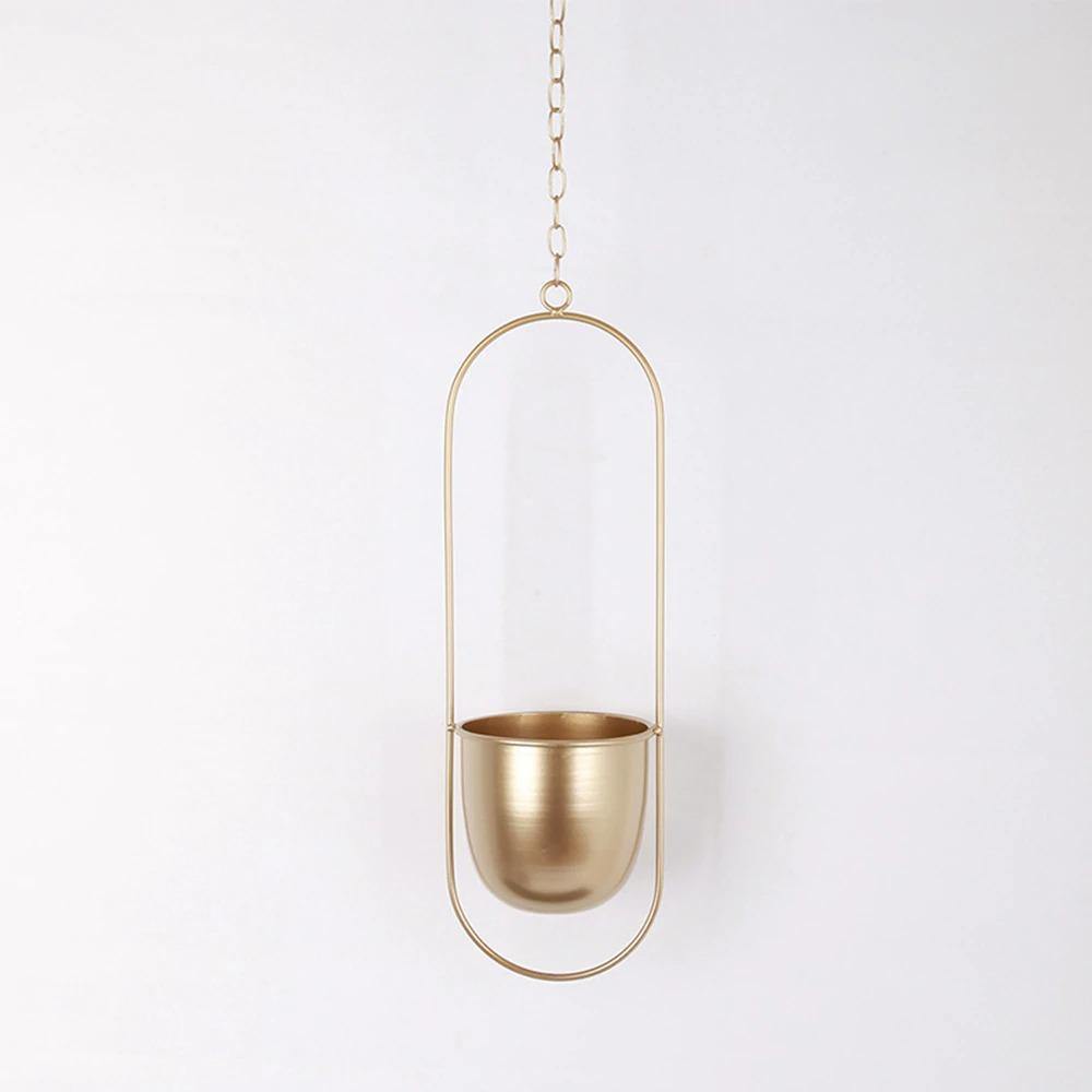 Halo Metal Hanging Planter – Elegant Hängande Kruka i Guld för Inomhus & Utomhusbruk
