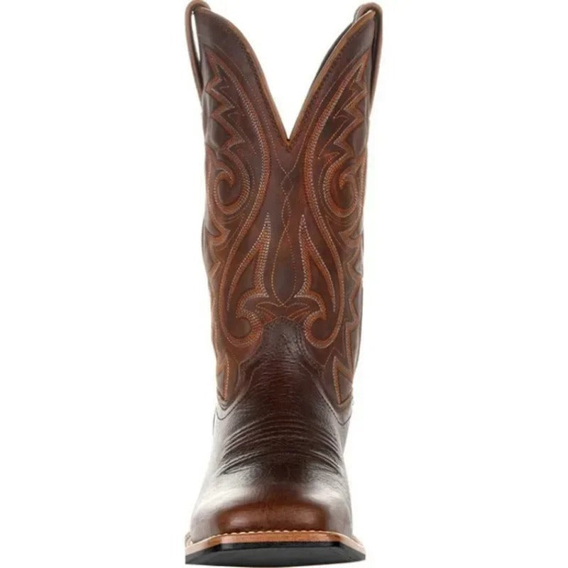 Klassiska cowboyboots för män – Handgjorda bruna läderstövlar med westernbrodyr
