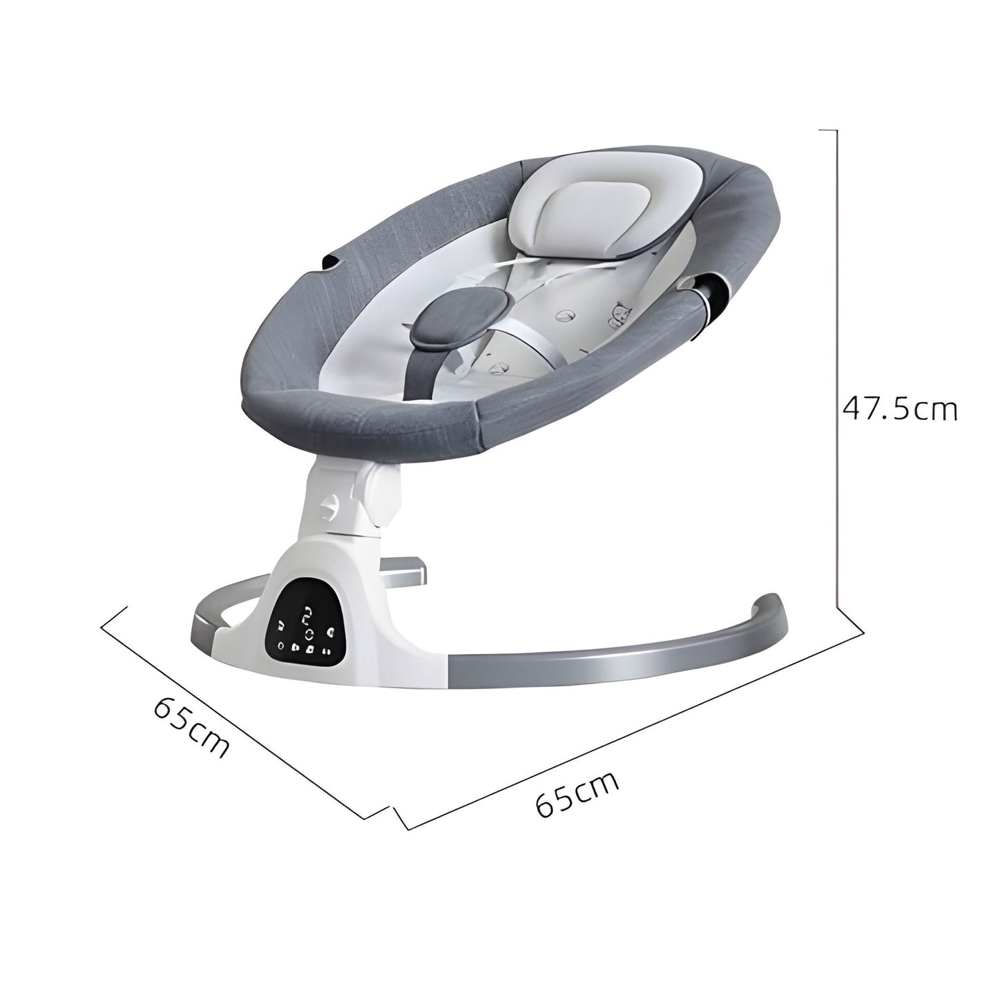 Babygunga Elektrisk by LV – Bluetooth Gunga med App & Fjärrkontroll, Ergonomisk Spädbarnsgunga 0–9 Mån, Rosa/Grå
