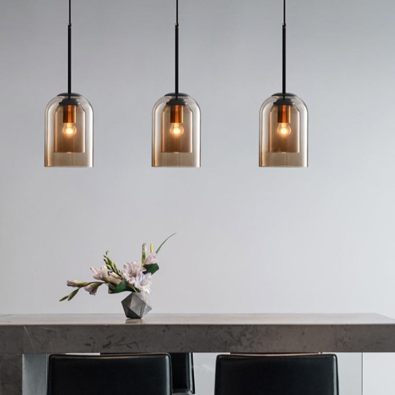 Mid-Century Mica Pendellampa – Tidlös design med varm glöd och glimmerfinish