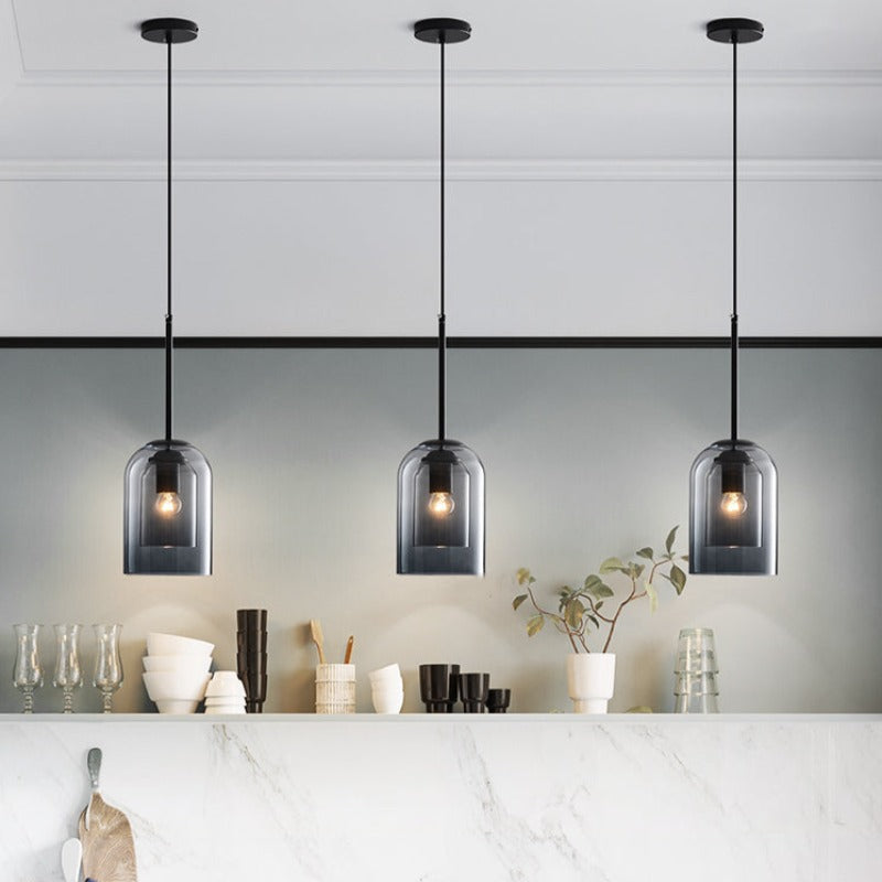 Mid-Century Mica Pendellampa – Tidlös design med varm glöd och glimmerfinish