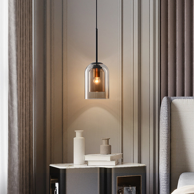 Mid-Century Mica Pendellampa – Tidlös design med varm glöd och glimmerfinish