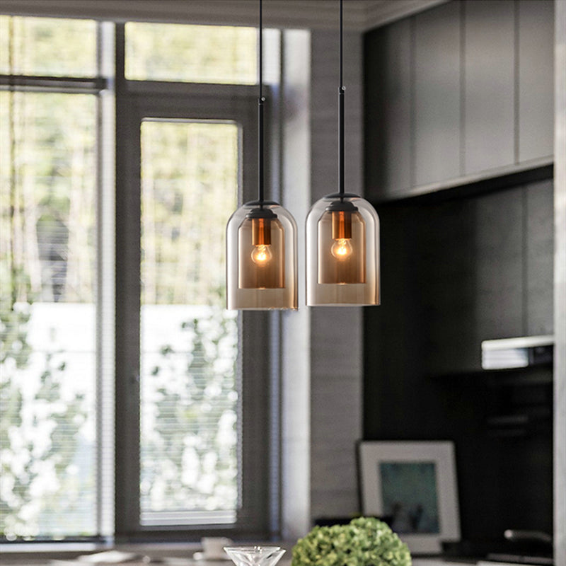 Mid-Century Mica Pendellampa – Tidlös design med varm glöd och glimmerfinish