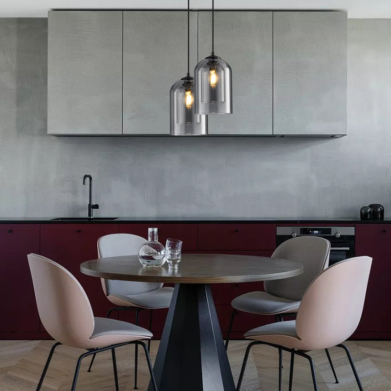 Mid-Century Mica Pendellampa – Tidlös design med varm glöd och glimmerfinish
