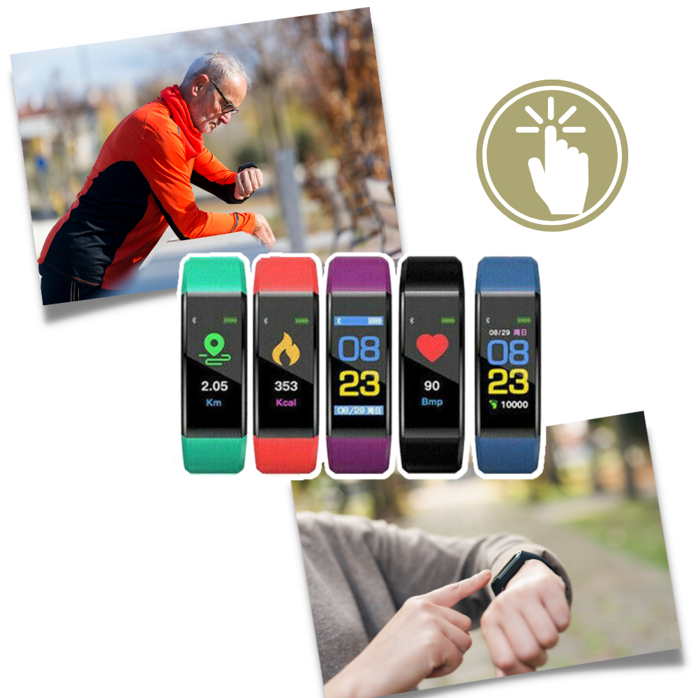 Senior Smartwatch – Enkel Hälsoklocka för Äldre - USB-laddning - Hälsoövervakning & Stegräknare