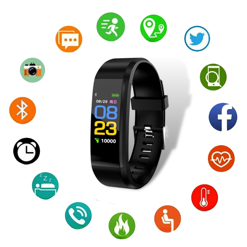 Senior Smartwatch – Enkel Hälsoklocka för Äldre - USB-laddning - Hälsoövervakning & Stegräknare