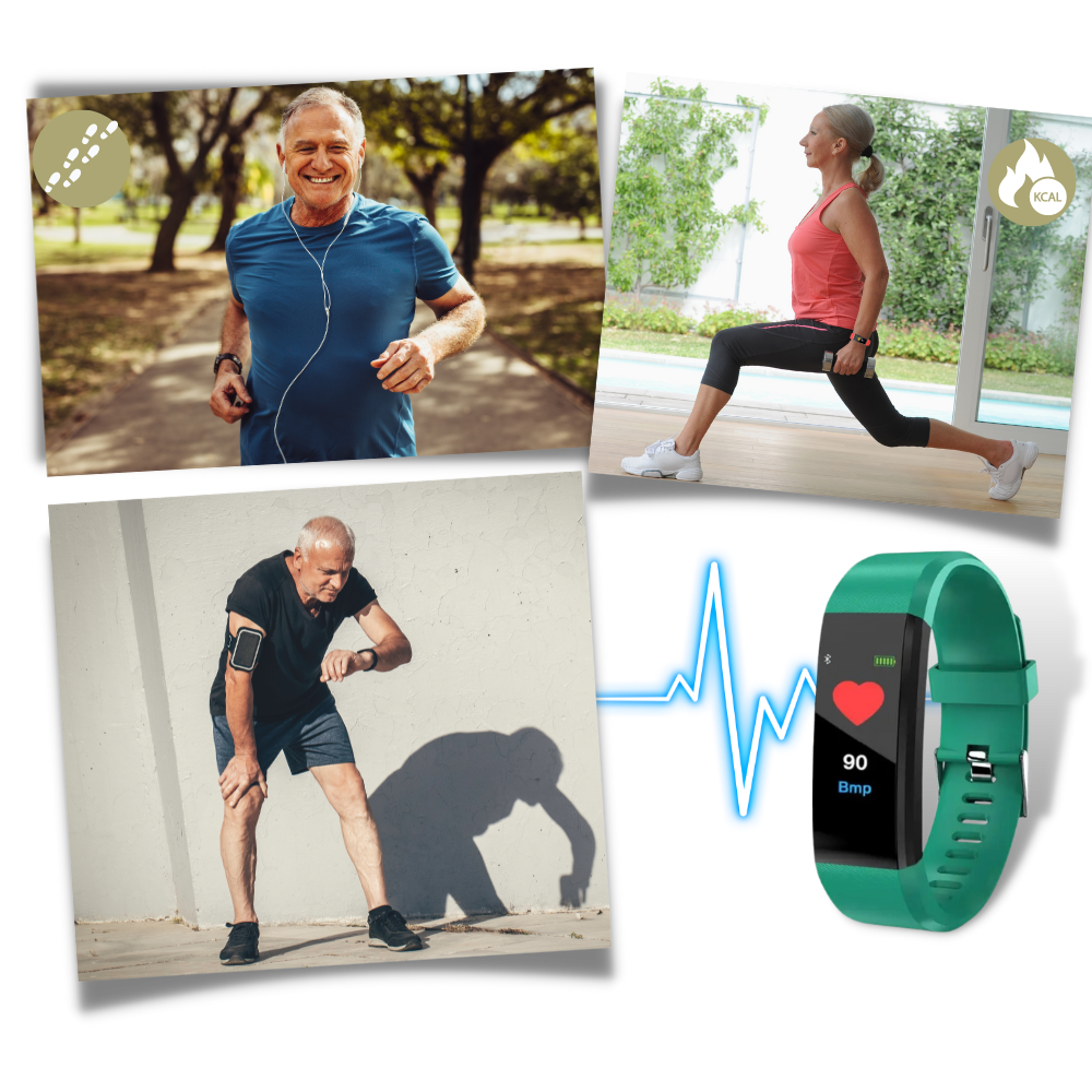 Senior Smartwatch – Enkel Hälsoklocka för Äldre - USB-laddning - Hälsoövervakning & Stegräknare
