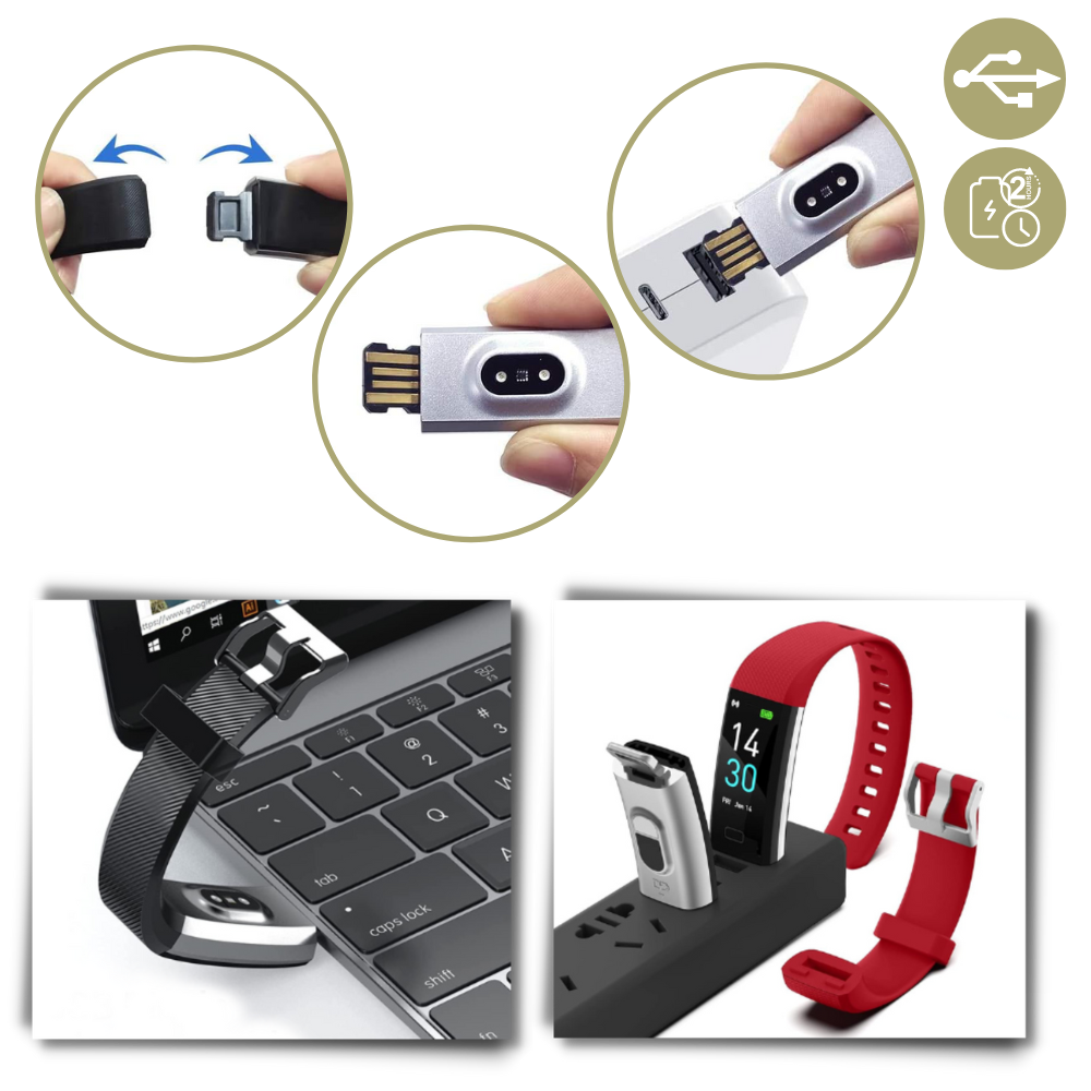 Senior Smartwatch – Enkel Hälsoklocka för Äldre - USB-laddning - Hälsoövervakning & Stegräknare