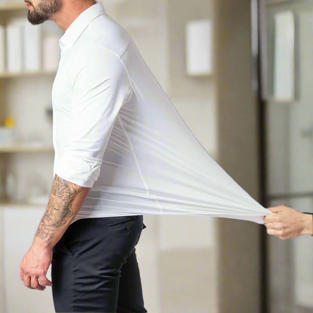 Svart stretchskjorta för herr – Slim fit, skrynkelfri & bekväm