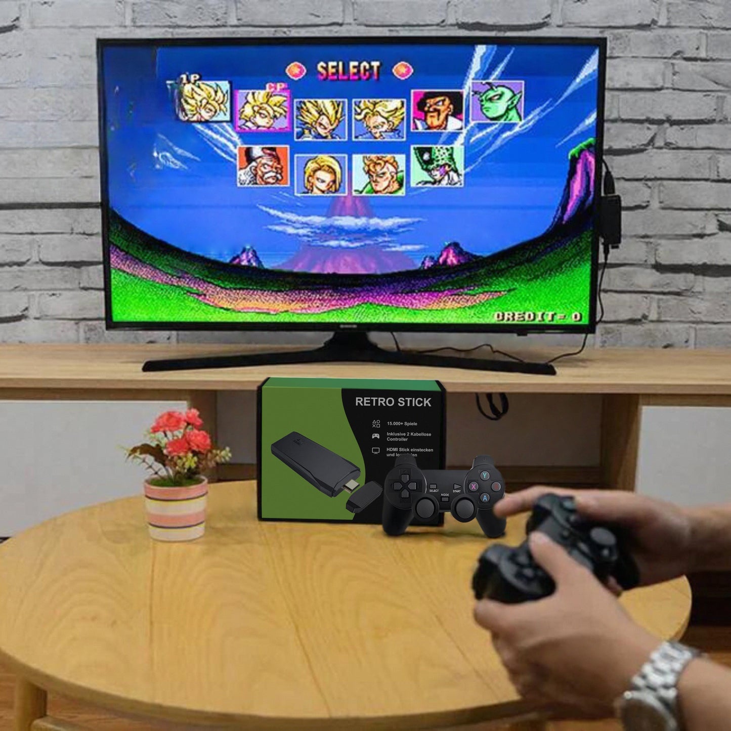 Retro Spelkonsol med 15 000+ Klassiska Spel och Trådlösa Handkontroller – Plug & Play för Hela Familjen